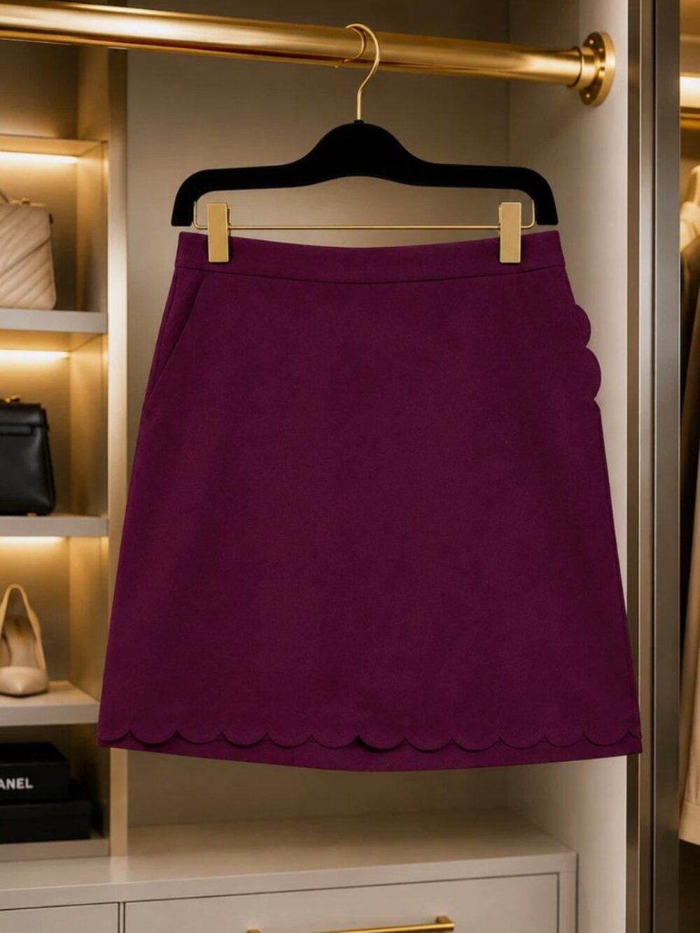 Banana Republic Double Face Scallop Trim Beach Plum Skirt Size 2